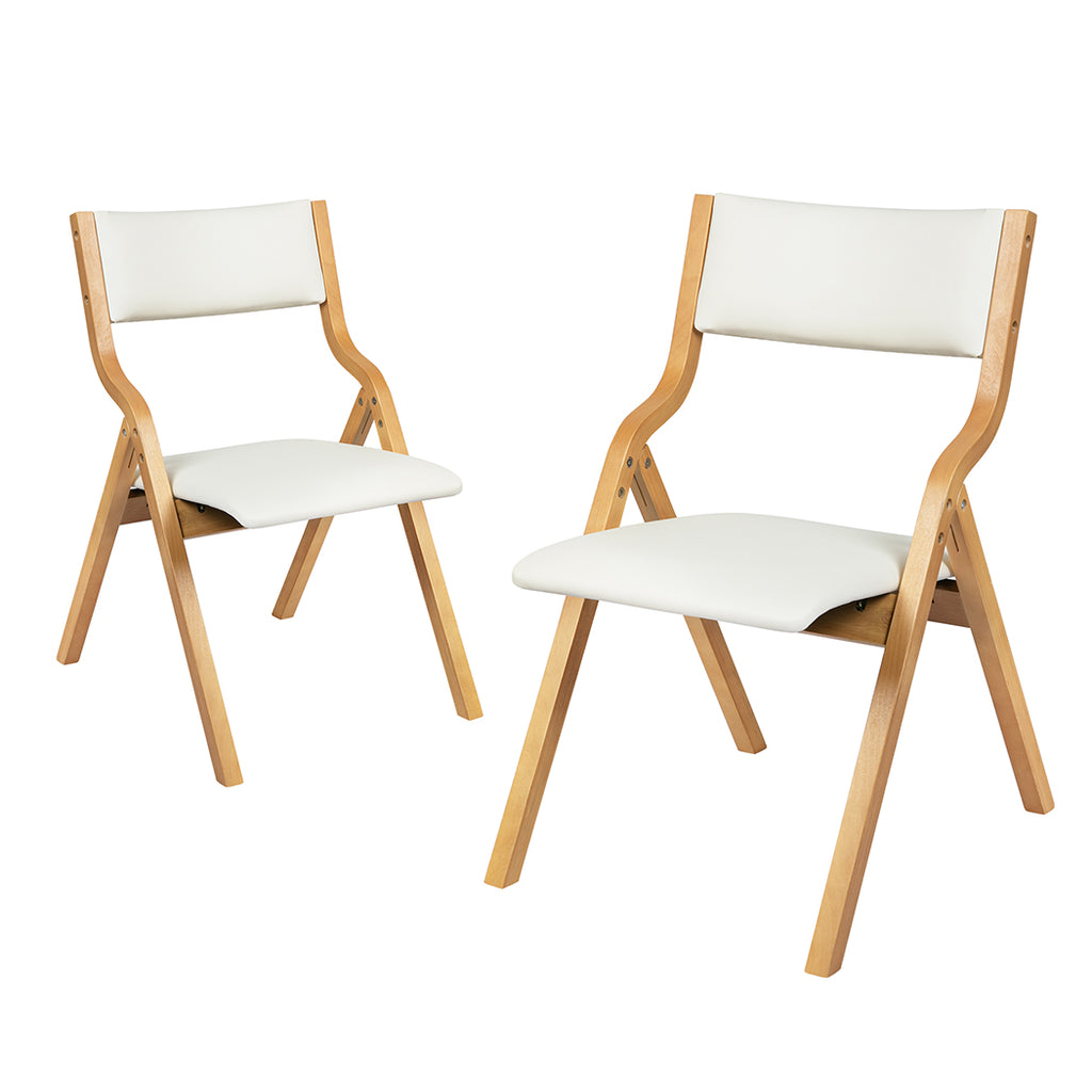 Levede 2x Dining Chairs Foldable PU Beige-1954802992888811521