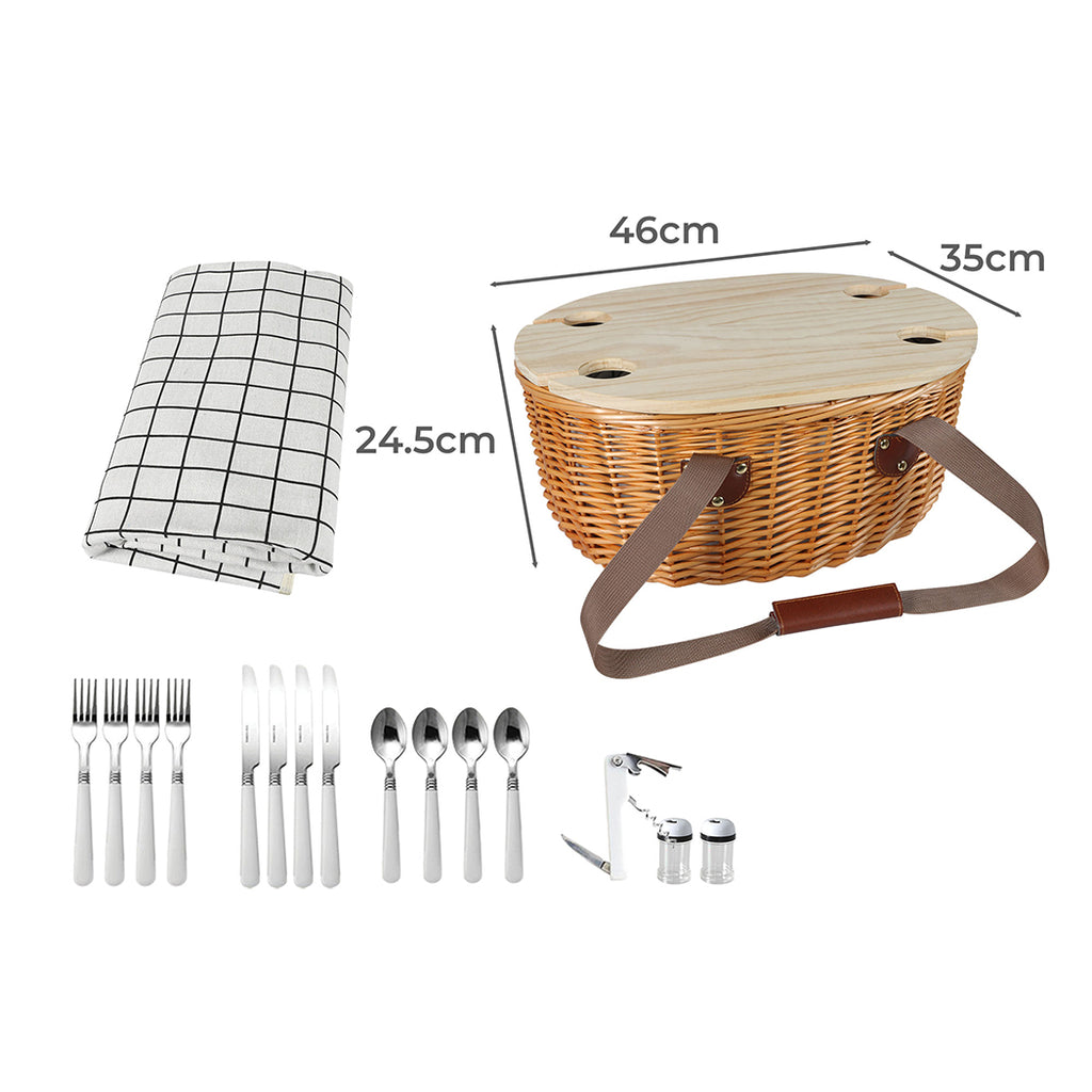 Picnic Basket Set Willow Baskets Outdoor-1954802902241513474