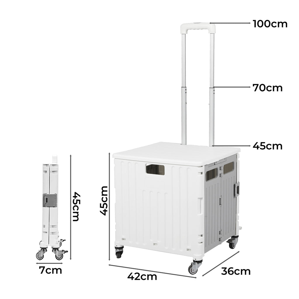 Folding Shopping Trolley Cart Portable Beige-1954802609462317058