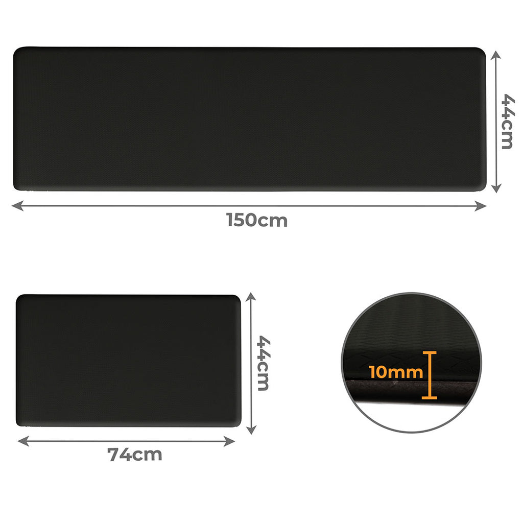 Marlow Kitchen Rug 2PCS Non Slip Anti Fatigue Mat Black-1954802461055258626
