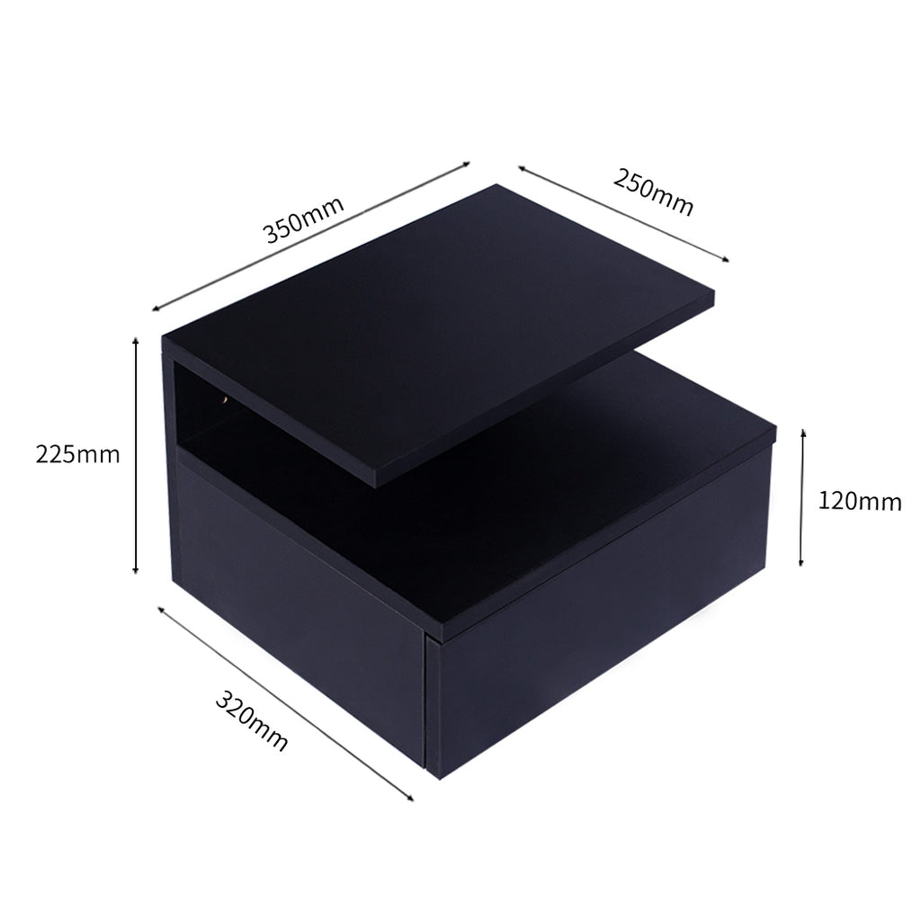 Levede 2x Bedside Tables Side Table Black-1954802716459012098