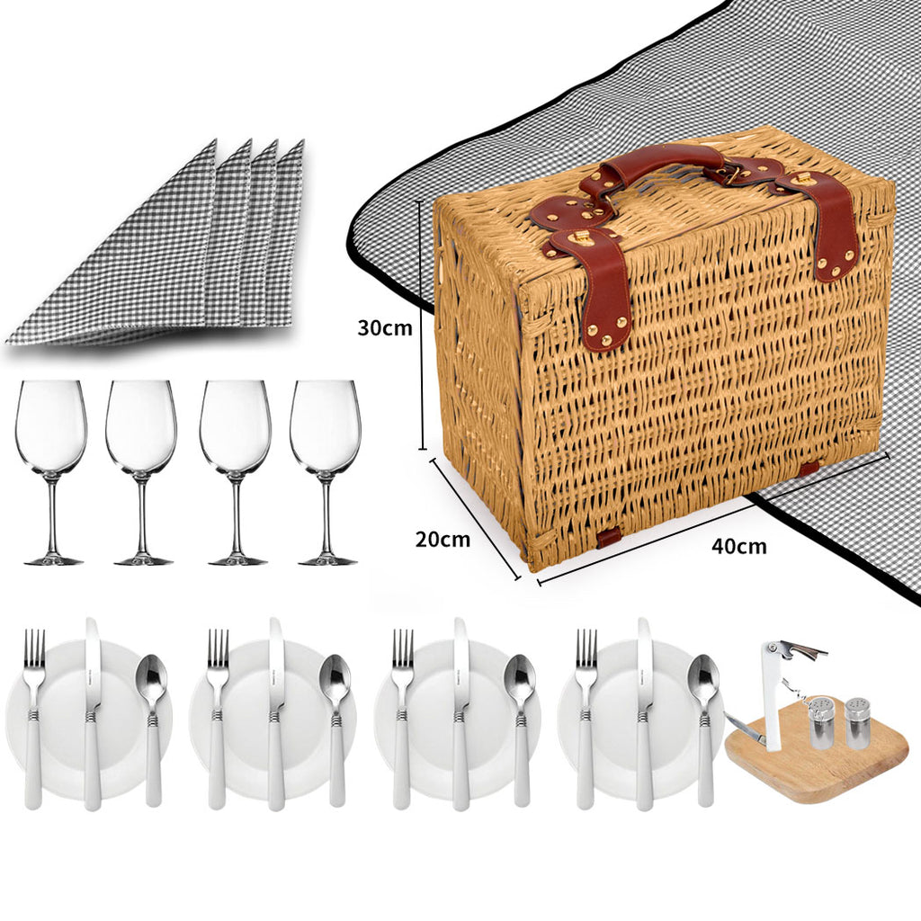 4 Person Picnic Basket Baskets Set Outdoor-1954802336337629186