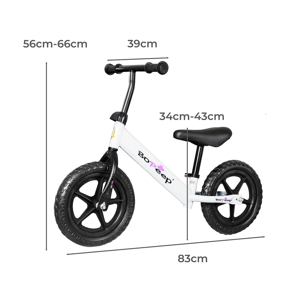 BoPeep Kids Balance Bike Ride On Toys White-1954802781772713986