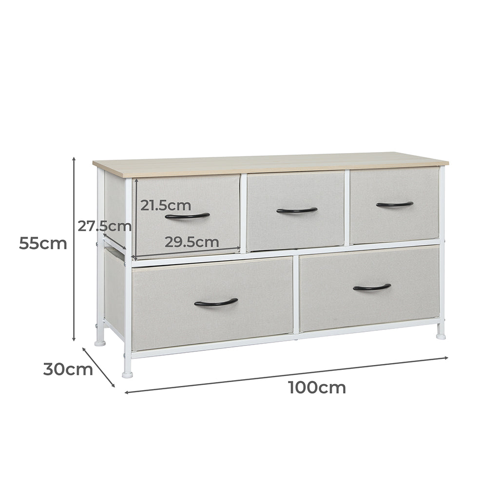 Levede Storage Cabinet Tower Chest Beige-1954802982222696450