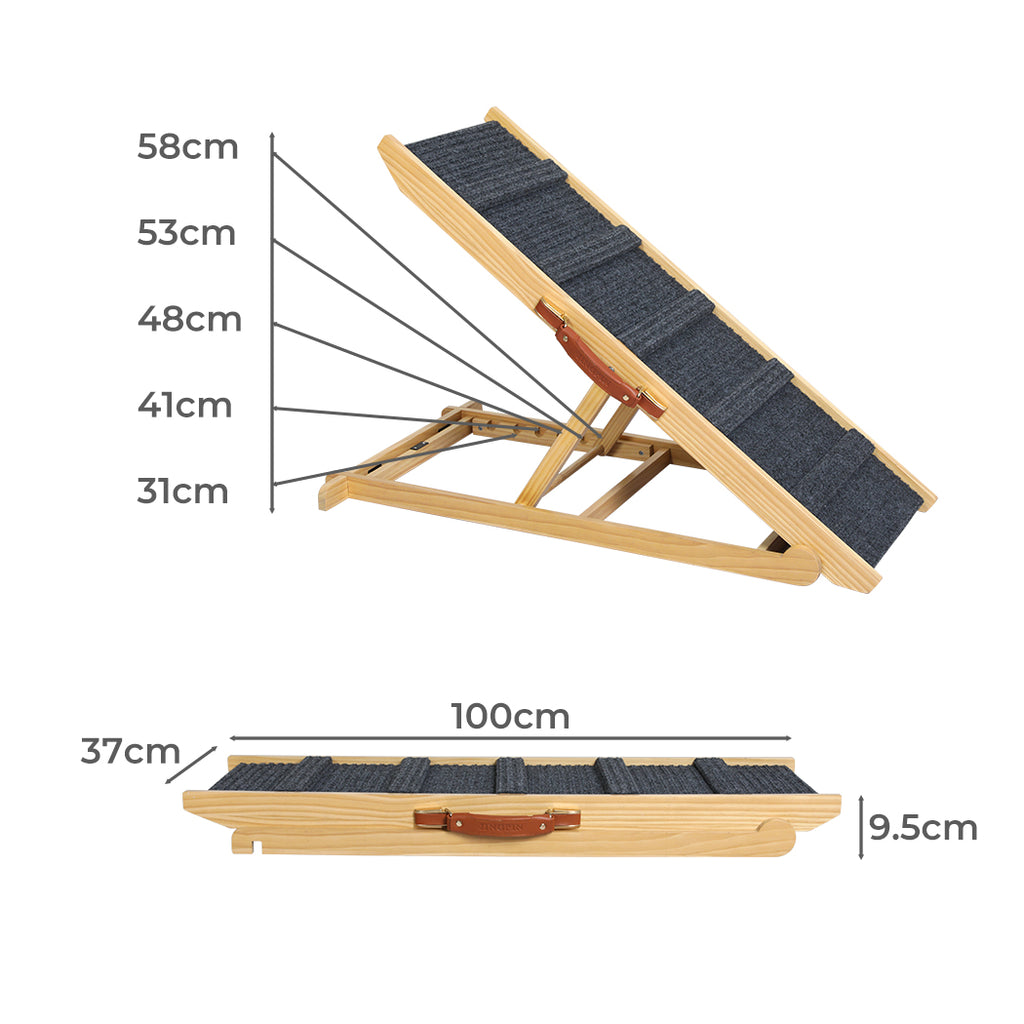 PaWz 5 Wood Adjustable Height Pet Ramp-1954802564306440194
