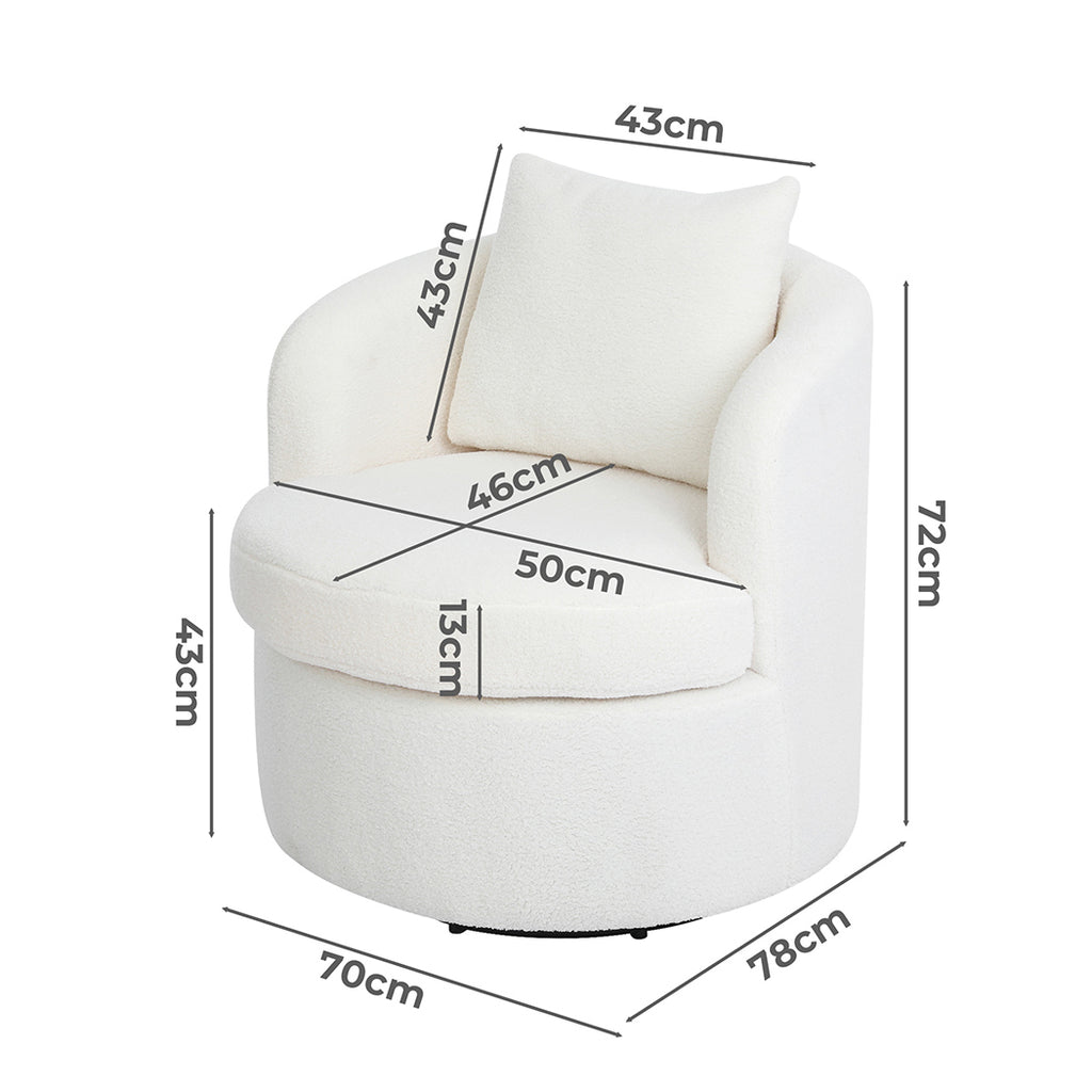 Levede Fleece Swivel Chair-1954802380256186370