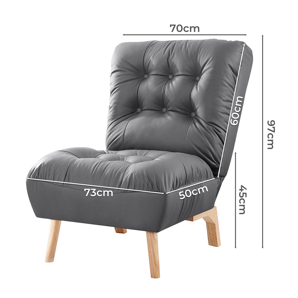 Levede Accent Chair Sofa Recliner Adjustable Grey-1954802893047599106