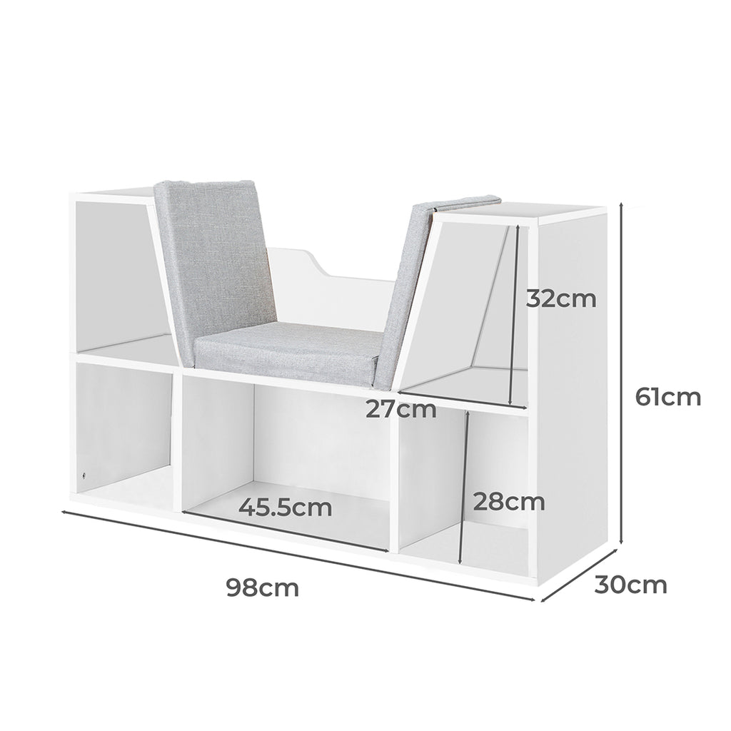 Levede Kids Bookcase Toys Box Shelf White-1954802614847803394