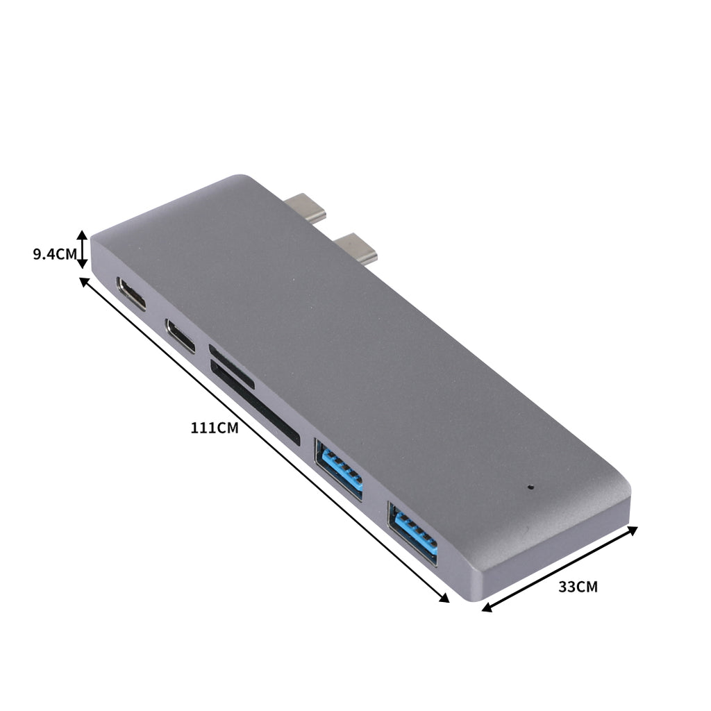 USB 3.0 Type-C HUB 6 Port Powered Adapter Grey-1954802839679275010