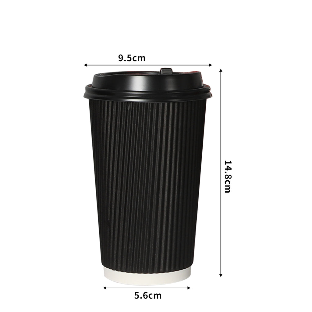 500 Pcs 16oz Disposable Takeaway Coffee Black-1954802896562425858
