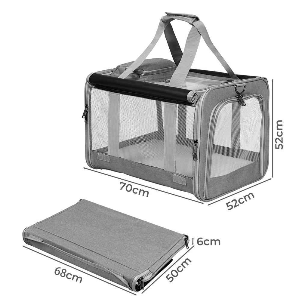 Pawz 3 in 1 Pet Soft Crate Dog Cat Carrier XL Size Grey-1954802466411384834
