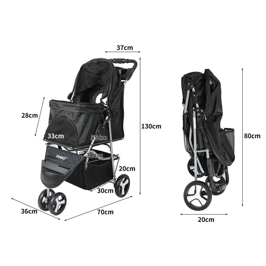 PaWz Large Pet Stroller Dog Cat Carrier Black-1954802605679054850