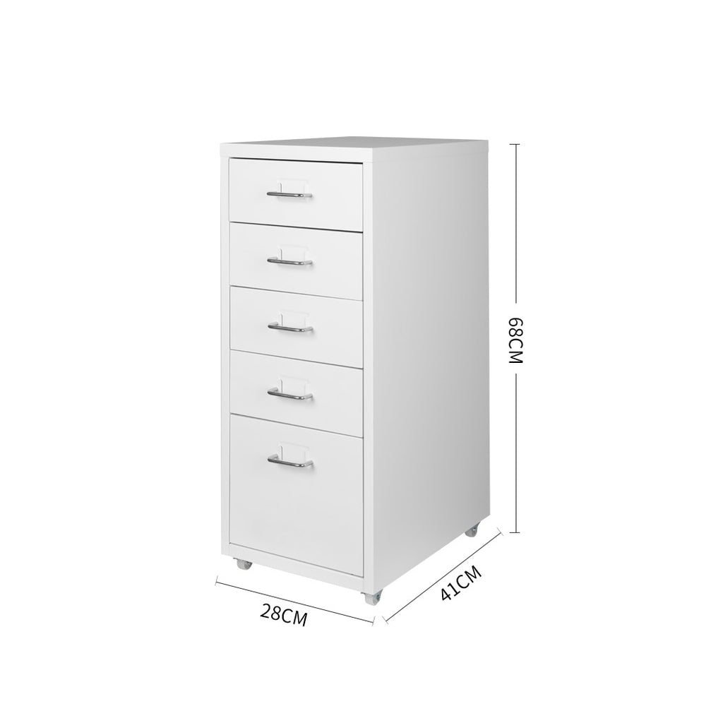 Levede 5 Drawer Office Cabinet Drawers White-1954802728165314562