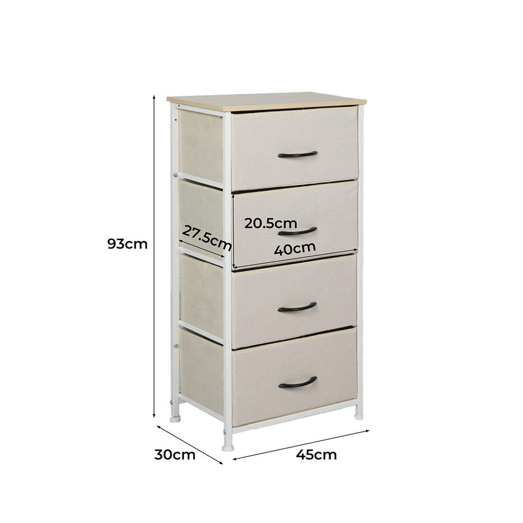 Levede Storage Cabinet Tower Chest Beige-1954802983011225602