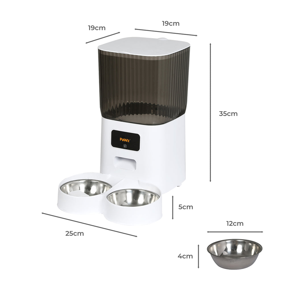 PaWz 5L Automatic Pet Feeder 2 Bowl White-1954802575639449602