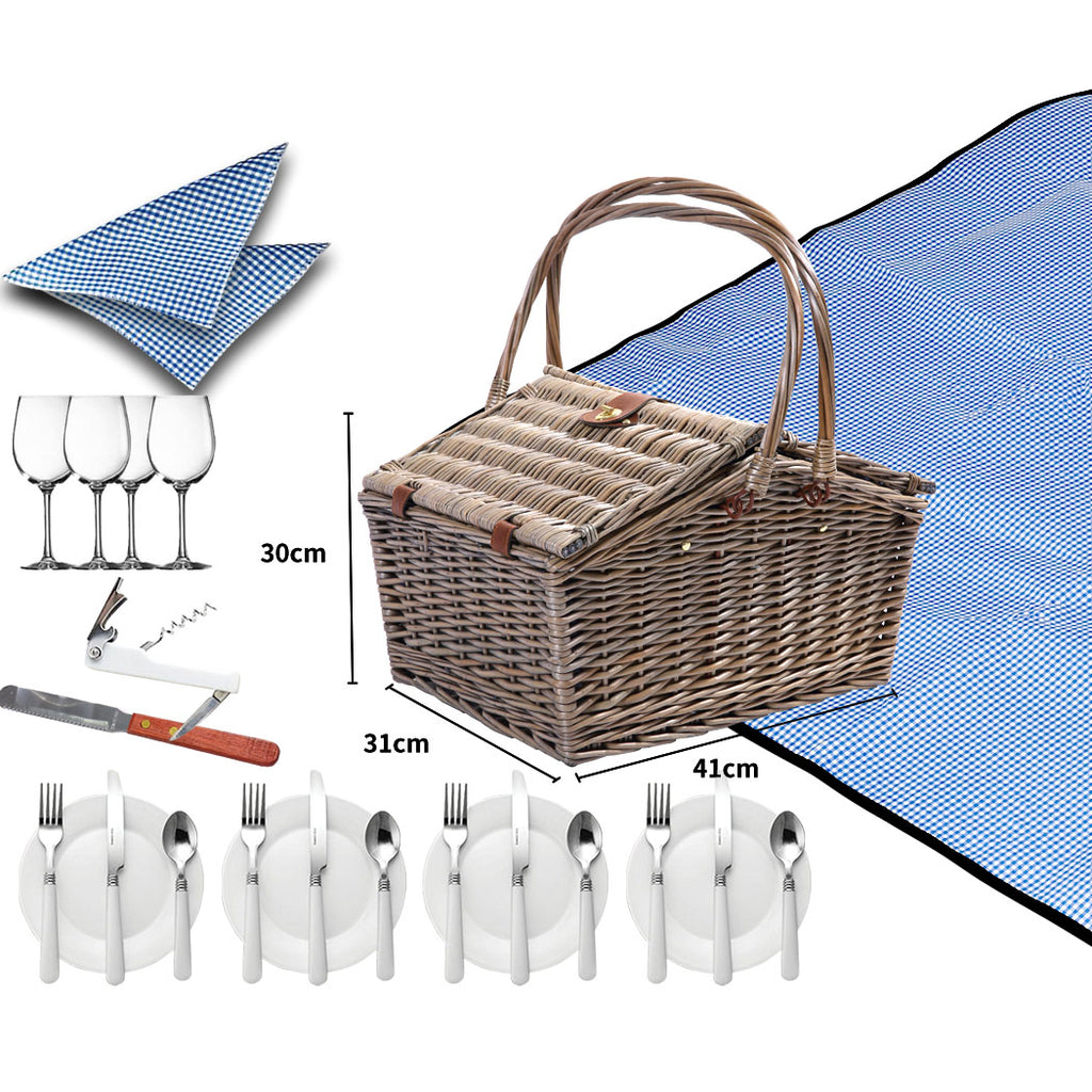 4 Person Picnic Basket Baskets Set Outdoor-1954802901494927362