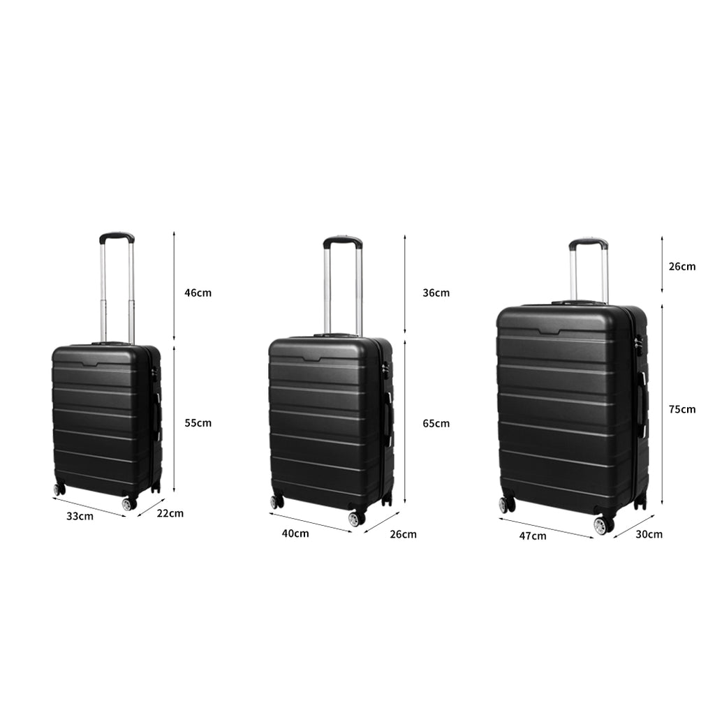 Slimbridge 3PC Luggage sets Suitcase Black-1954802816467996674