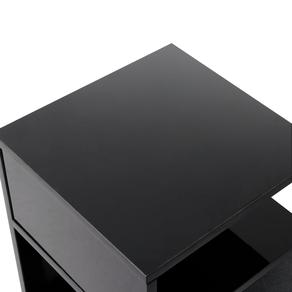 Levede 1xBedside Tables Drawers Side Black-1954802869278478339