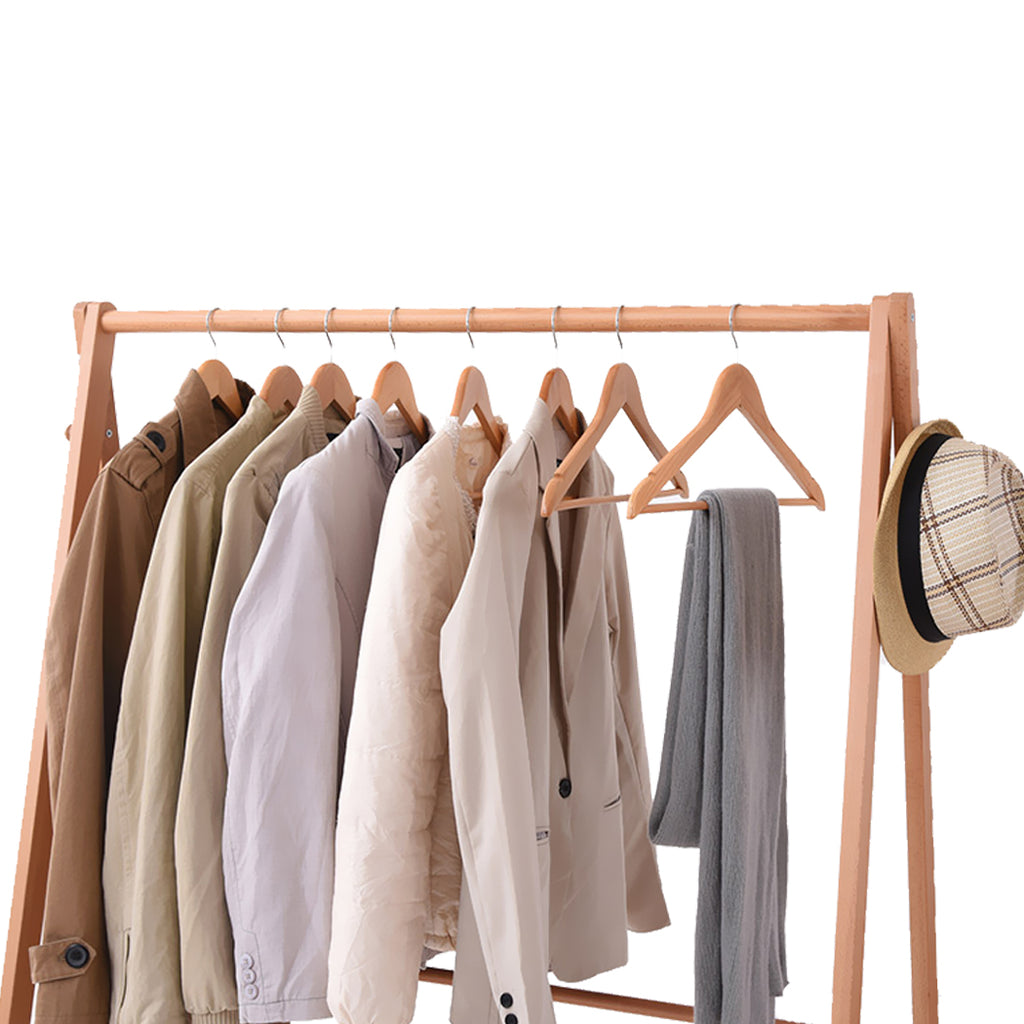 Levede Clothes Rack Wooden Wardrobe Natural-1954803003269713923