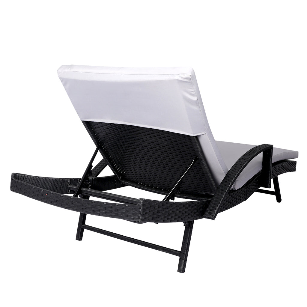 Levede Sun Lounger Wicker Lounge Outdoor Grey-1954802878652747779