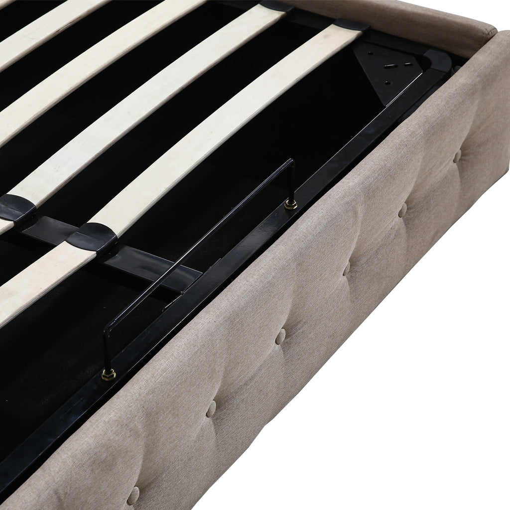 Levede Fabric Bed Frame Queen Tufted Beige-1954802922814574595