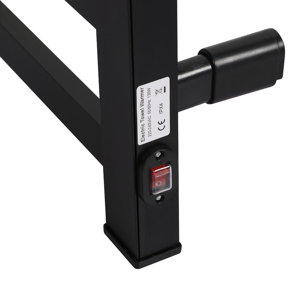 Heated Towel Rail Warmer Rack Wall Mounted Black-1954802747891126275