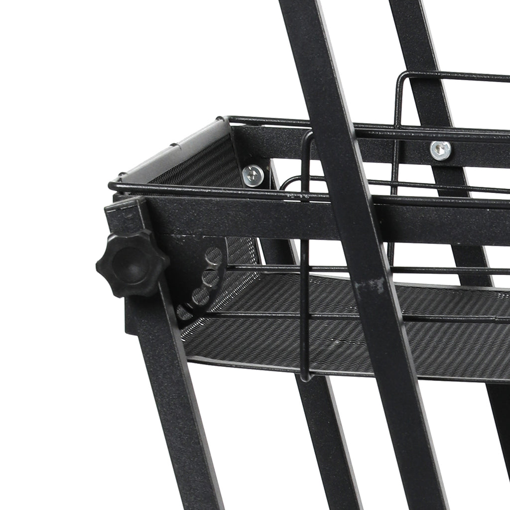 Levede 3 Tier Kitchen Trolley Cart Swivel Black Colour-1954802798449266692