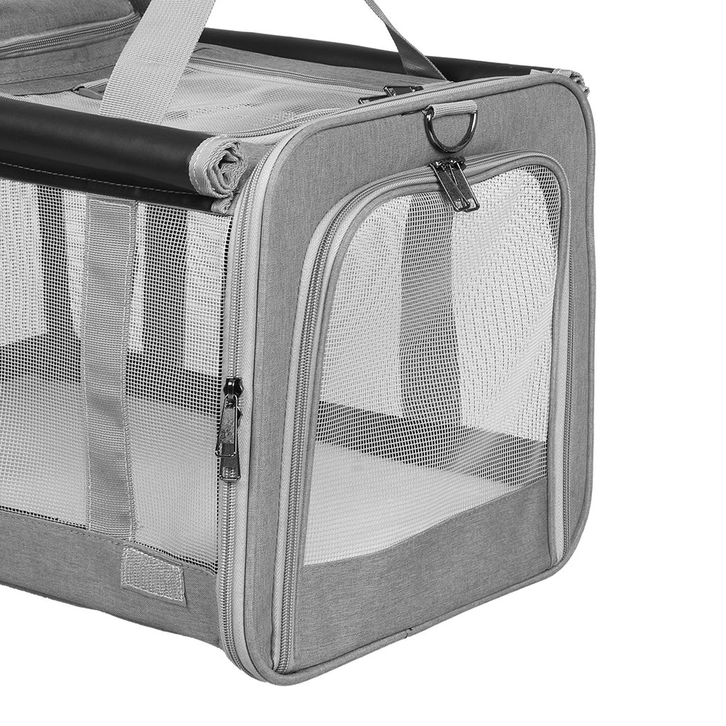 Pawz 3 in 1 Pet Soft Crate Dog Cat Carrier L Size Grey-1954802465652215812