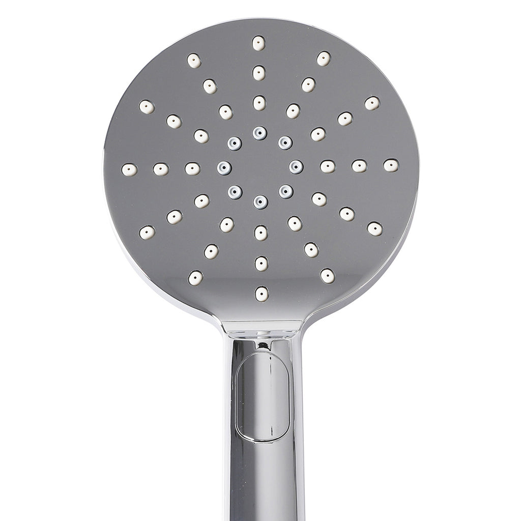 High Pressure Shower Head Set Rain Round Silver-1954802953579794436