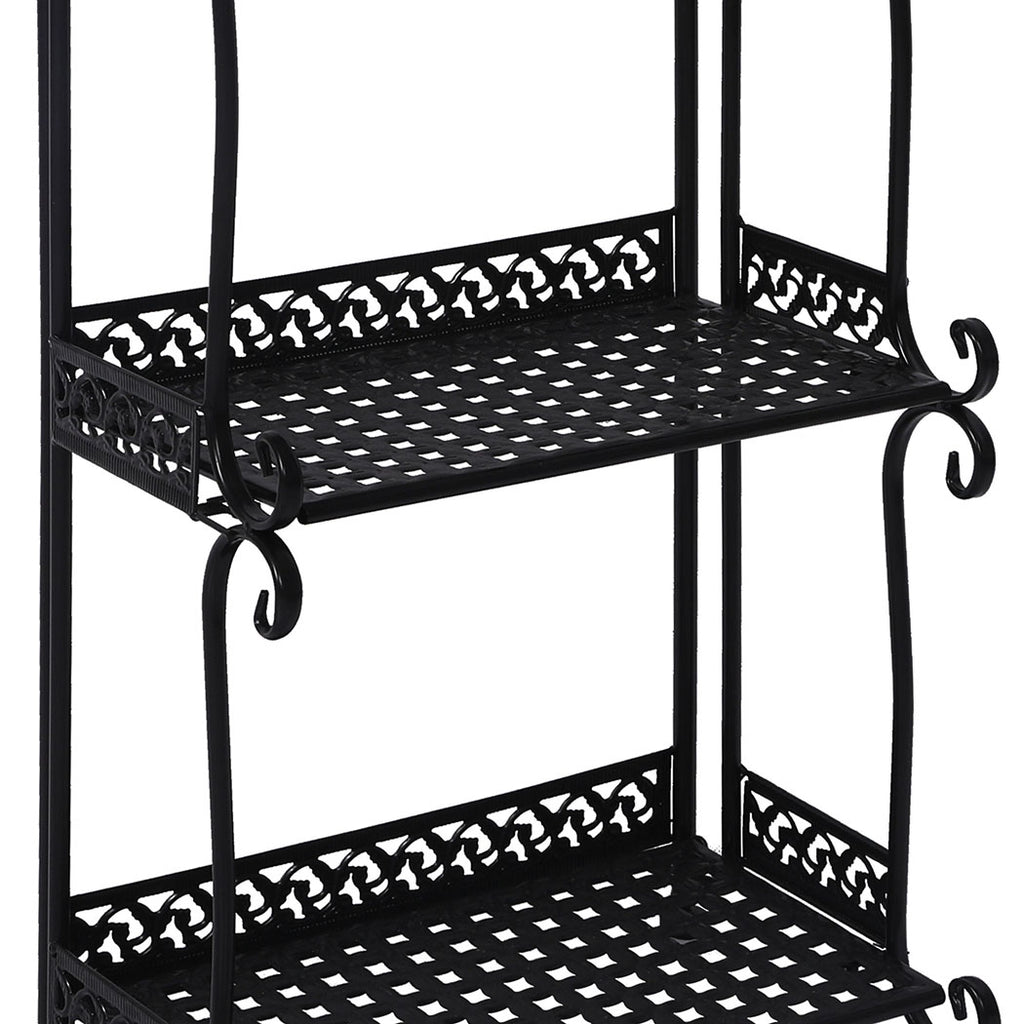Levede Plant Stand 4 Tiers Outdoor Indoor Black-1954802668031578116