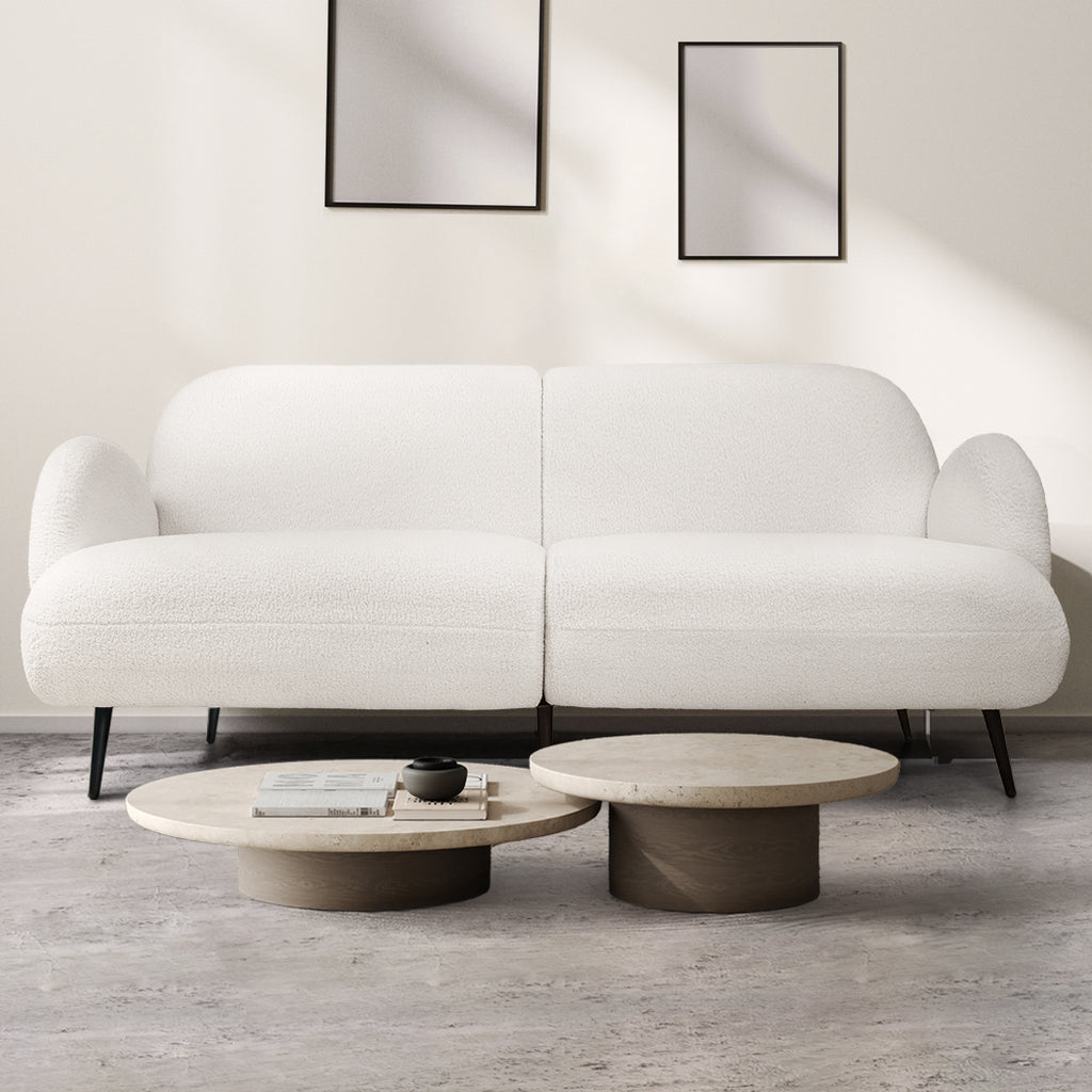 Levede Cloud Sofa 3 Seater Sherpa Fleece White-1954802386396647430