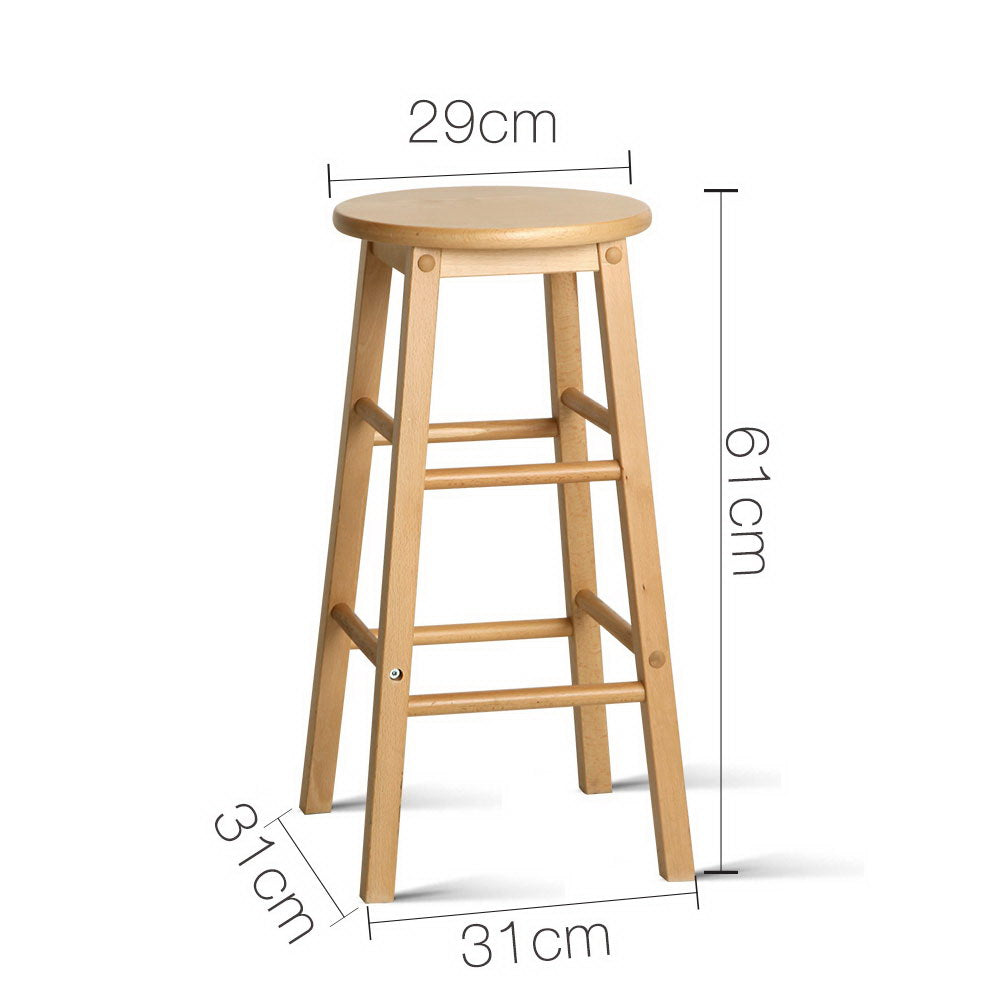 Artiss 2x Bar Stools Round Chairs Wooden Nature