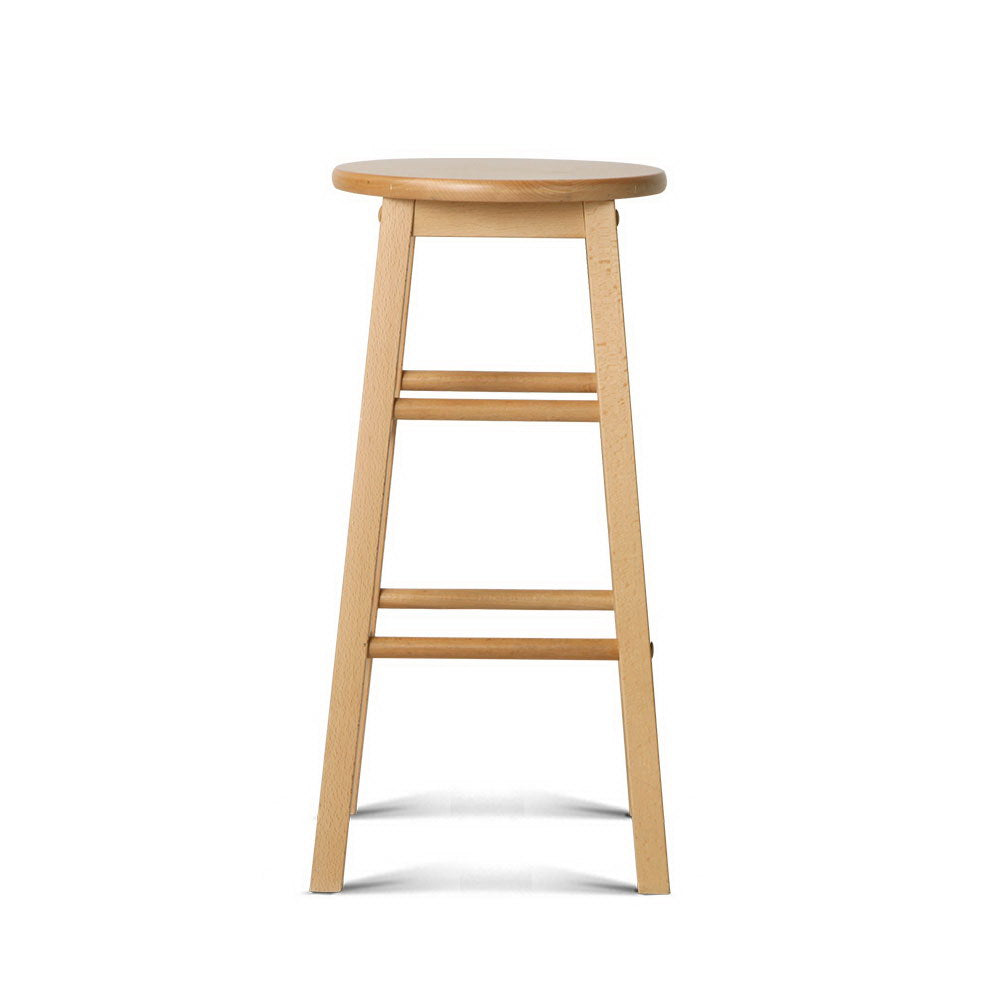Artiss 2x Bar Stools Round Chairs Wooden Nature