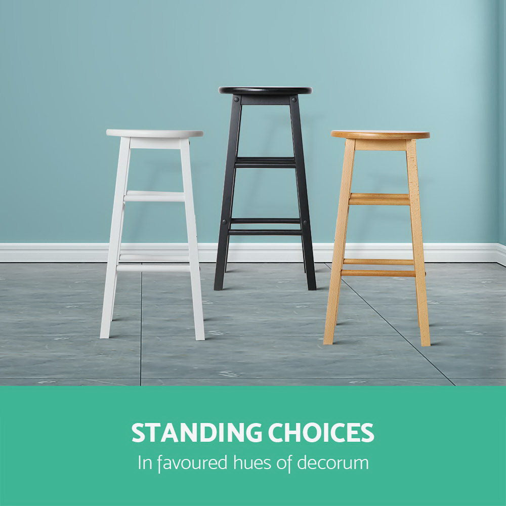 Artiss 2x Bar Stools Round Chairs Wooden White