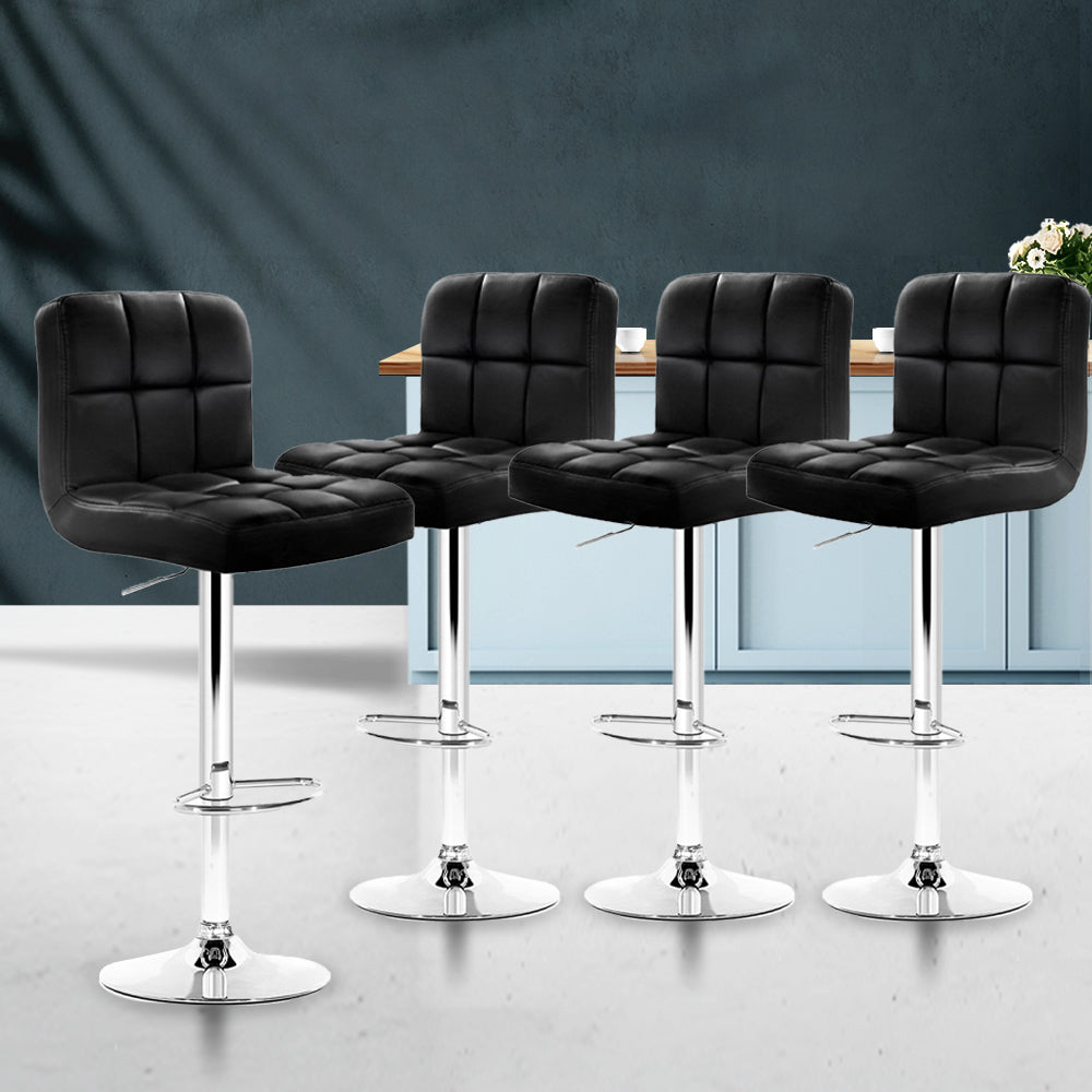 Artiss Set of 4 Bar Stools Gas lift Swivel - Steel and Black