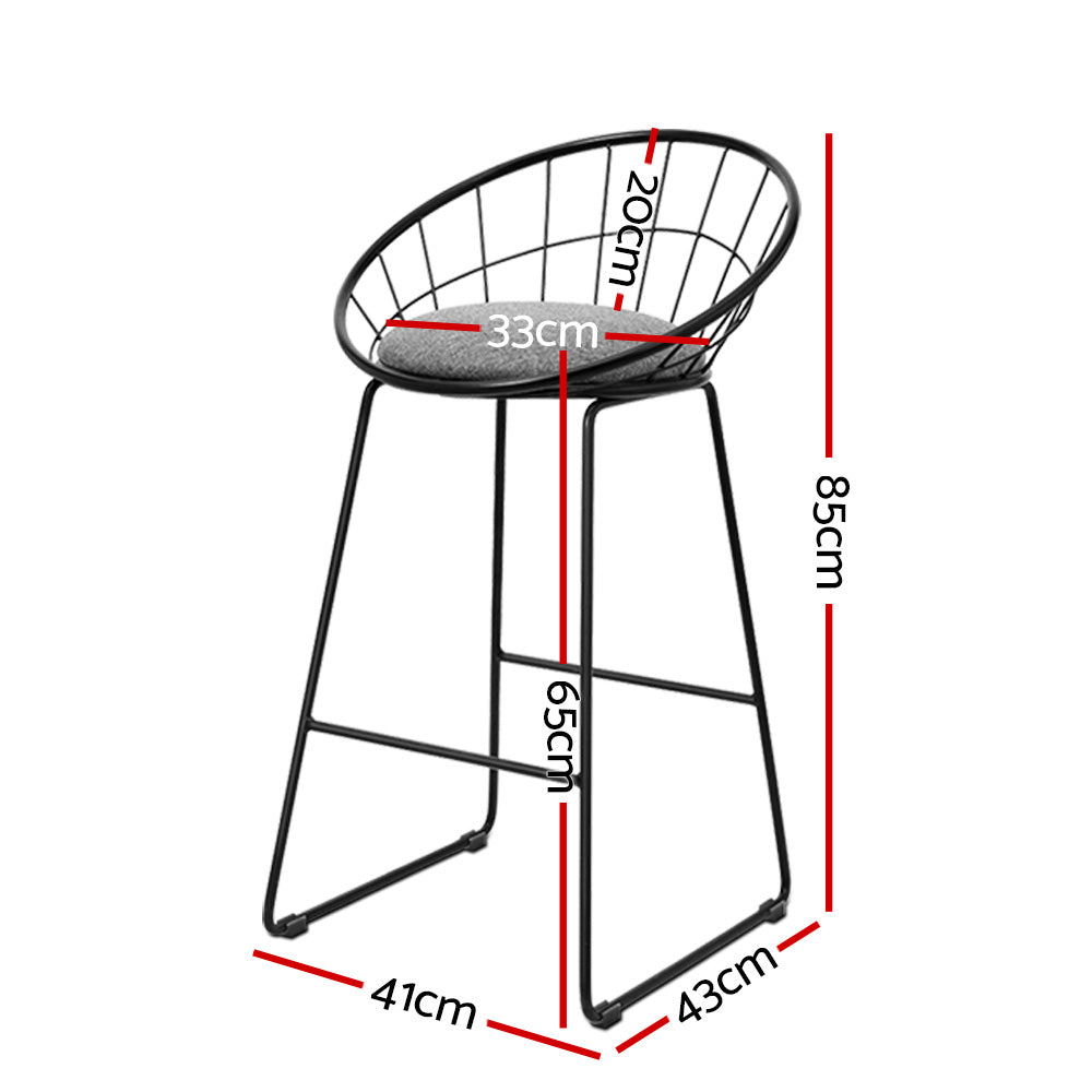 Artiss 2x Bar Stools Padded Seat Metal