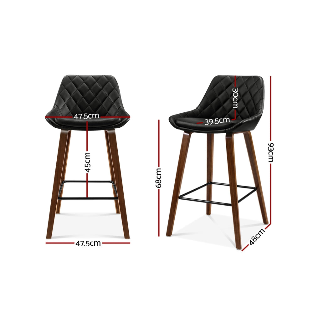 Artiss 2x Bar Stools PU Seat Wooden