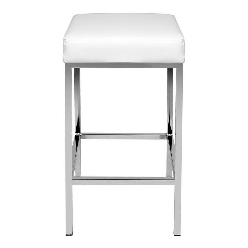 Artiss 2x Bar Stools Leather Padded Metal White