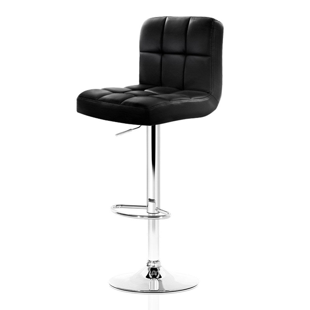 Artiss 2x Bar Stools Leather Gas Lift Black