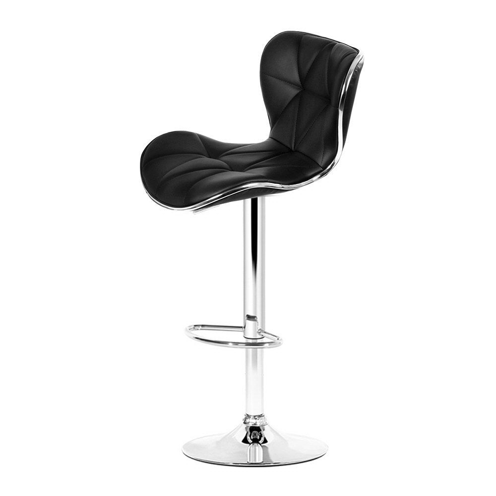 Artiss 2x Bar Stools Gas Lift Leather Seat Black