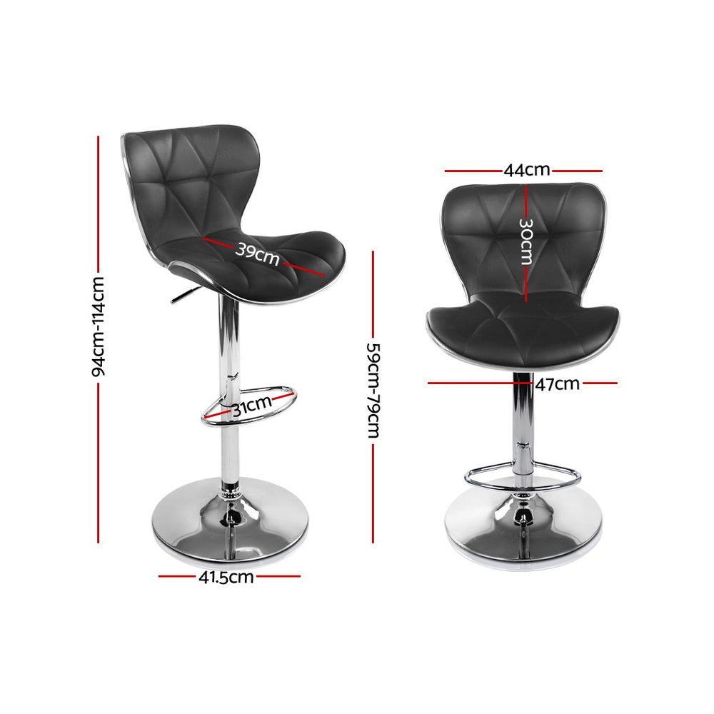 Artiss 2x Bar Stools Gas Lift Leather Seat Black