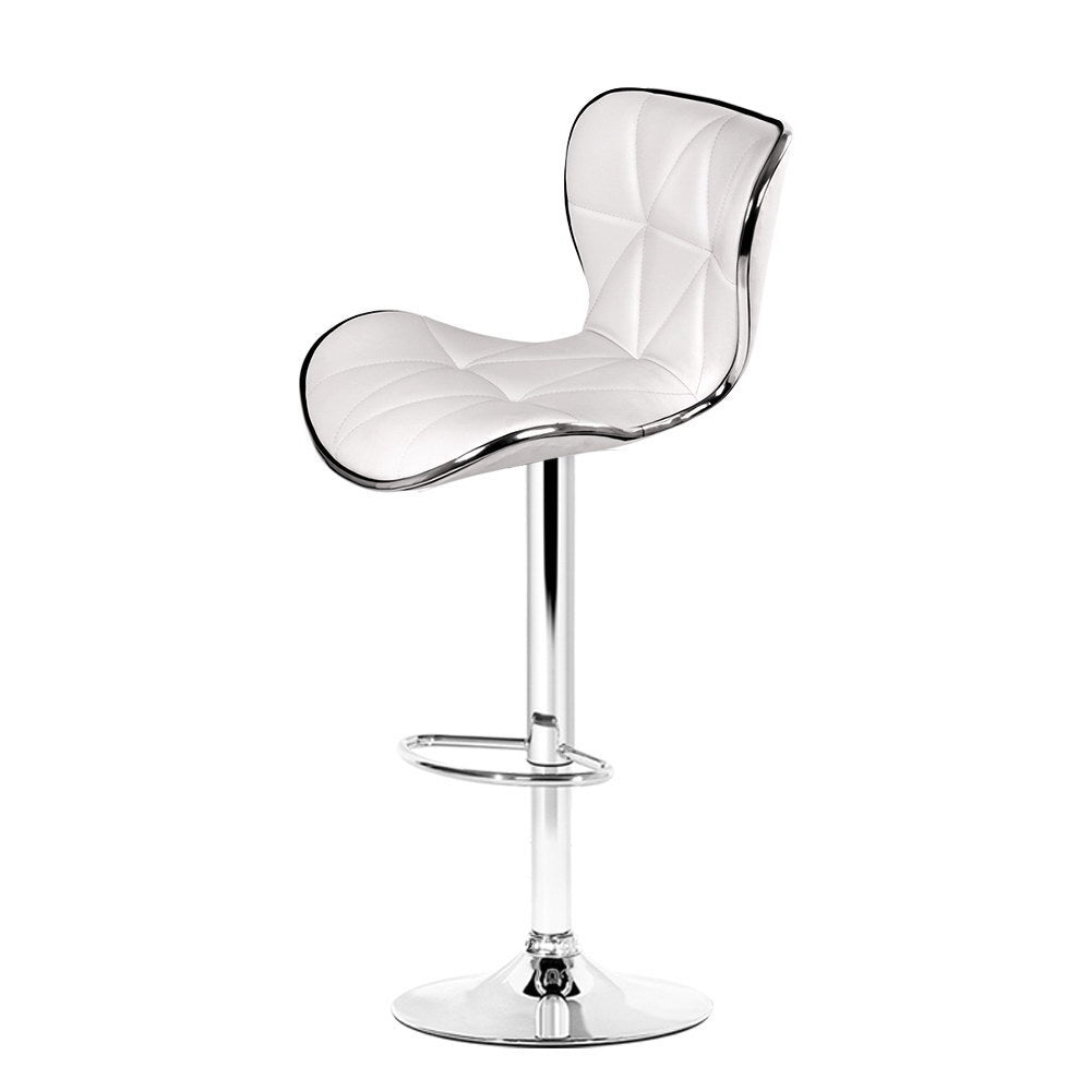 Artiss 2x Bar Stools Gas Lift Leather Seat White