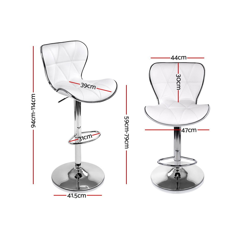 Artiss 2x Bar Stools Gas Lift Leather Seat White