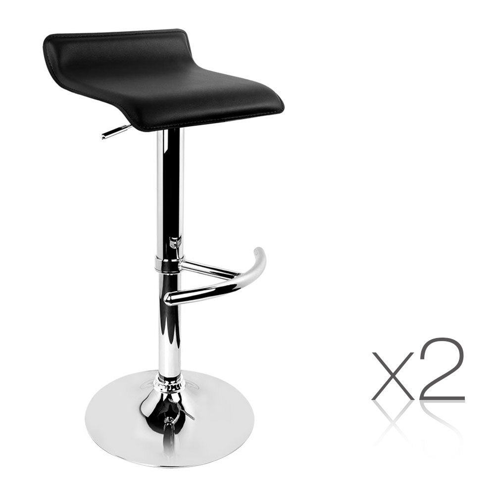 Artiss 2x Bar Stools Adjustable Gas Lift Chairs Black