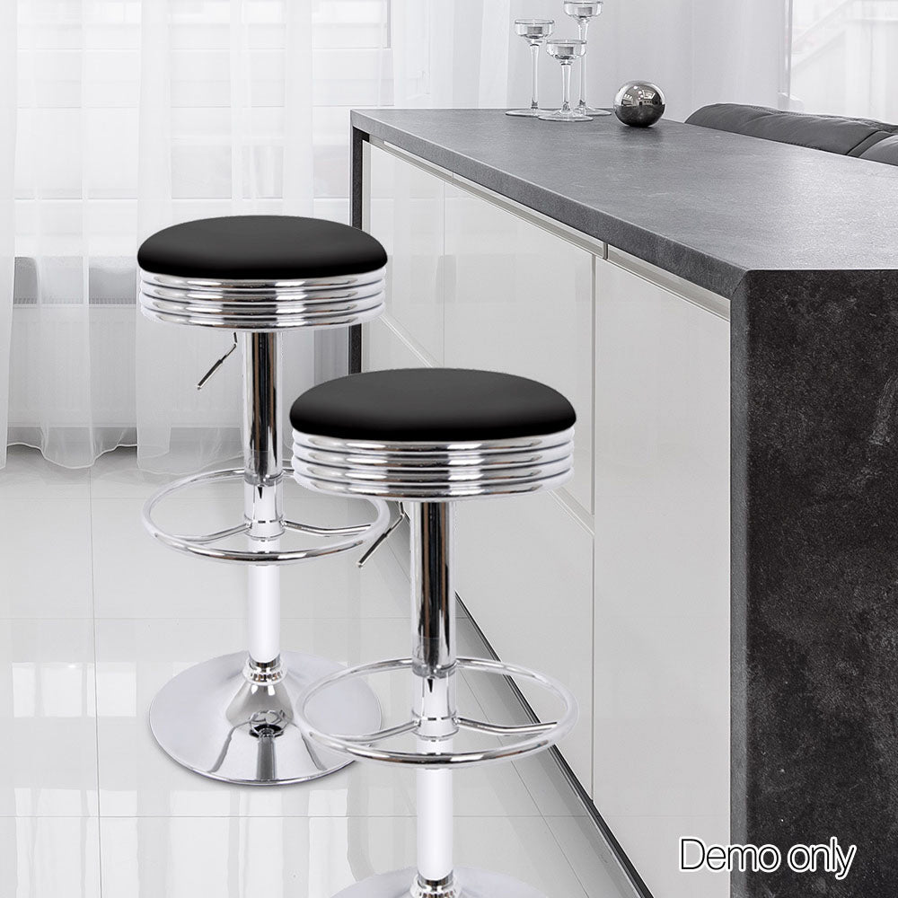 Artiss Set of 4 PU Leather Backless Bar Stools - Black and Chrome