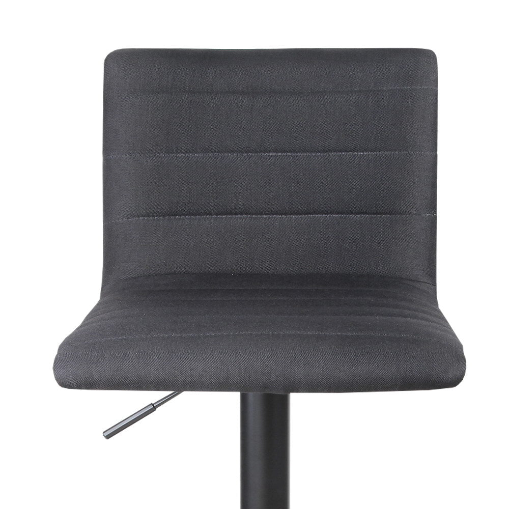 Artiss 2x Bar Stools Gas Lift Linen Fabric Black