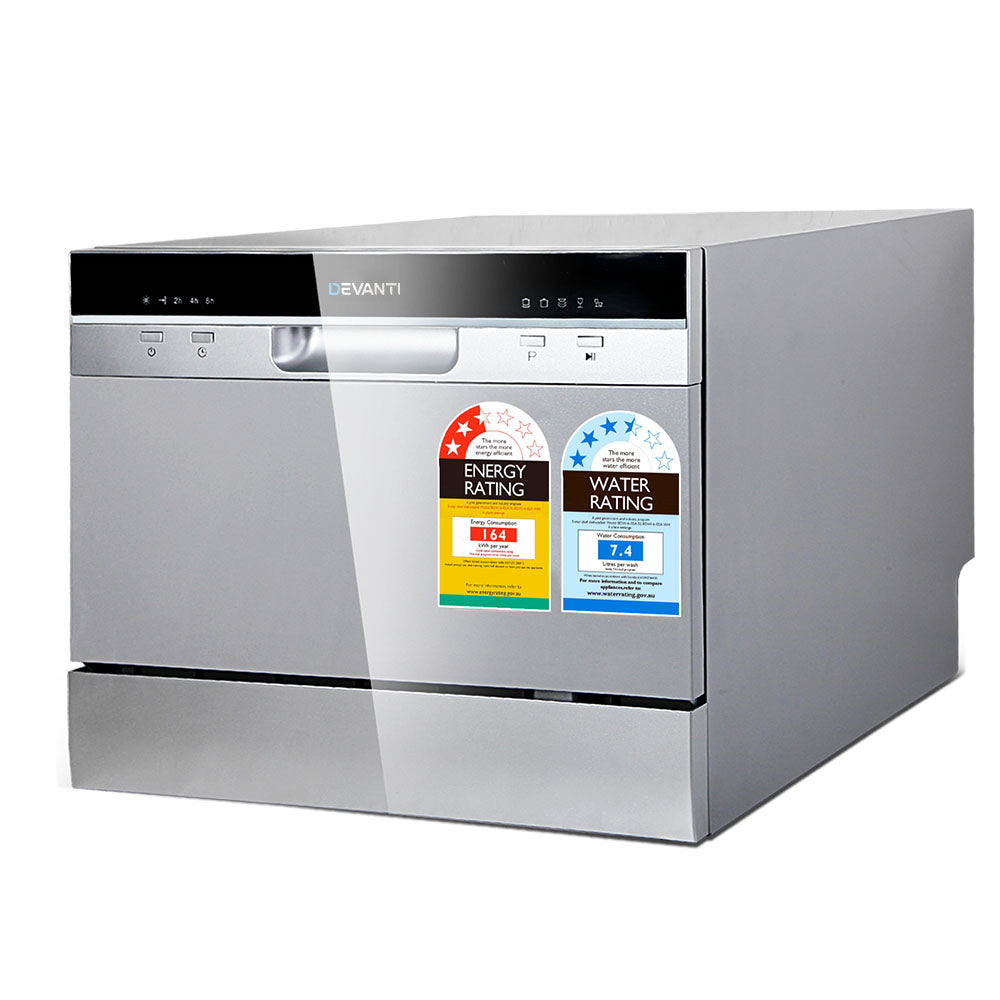 Devanti 6 Place Settings Benchtop Dishwasher Sliver