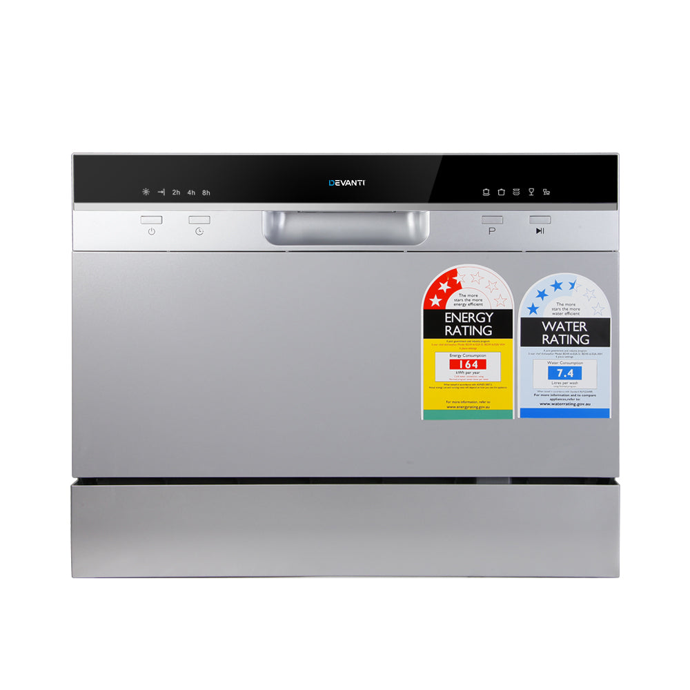 Devanti 6 Place Settings Benchtop Dishwasher Sliver