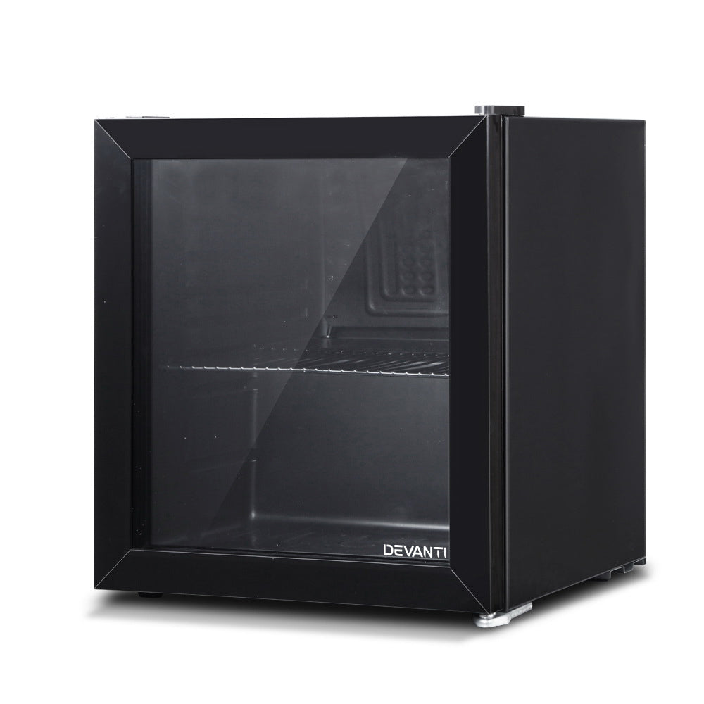 Devanti 46L Bar Fridge Glass Door Black