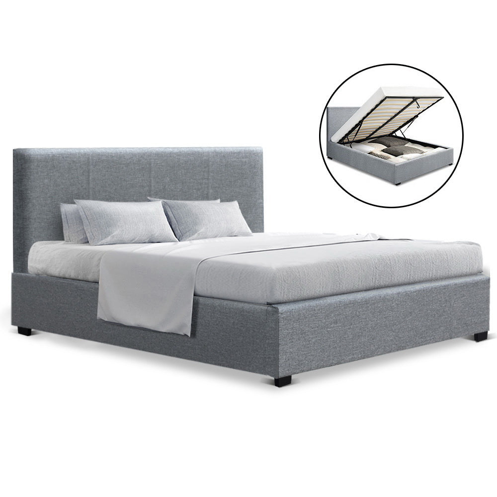 Artiss Bed Frame Double Size Gas Lift Grey NINO